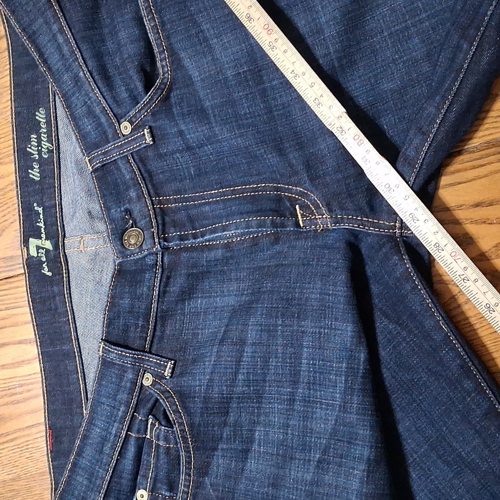 7 FOR ALL MANKIND Womens Jeans 31 BLUE Dark Wash Denim Preowned Used - Picture 3 of 7